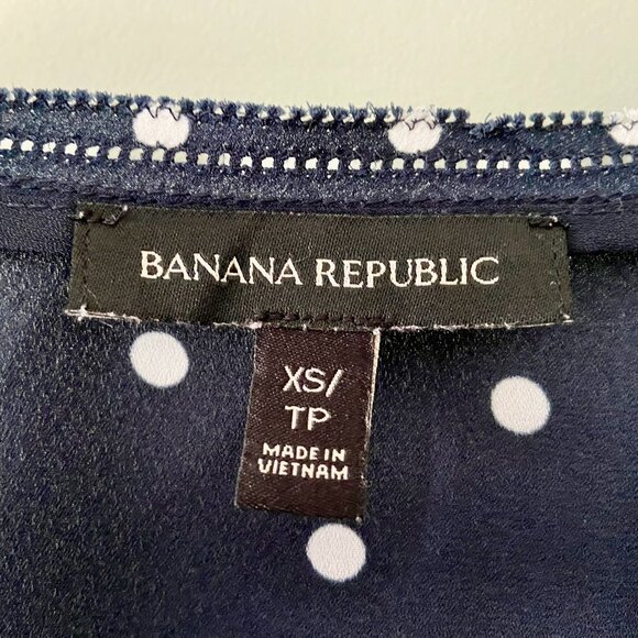 BANANA REPUBLIC Flowy Blue Polka Dot Blouse - Size XS - Picture 4 of 4